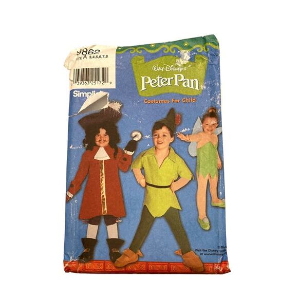 Sewing Pattern Simplicity 9862 Walt Disney's Peter Pan Hook Tinkerbell sizes 3-8 - Picture 1 of 5